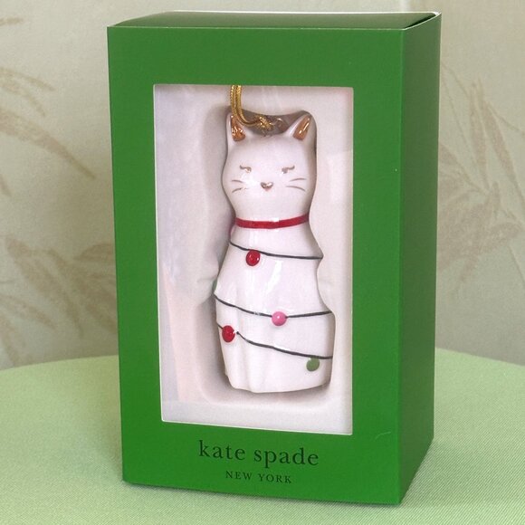 KATE SPADE "BE JOLLY" CAT ORNAMENT:NIB CAT - Picture 1 of 13